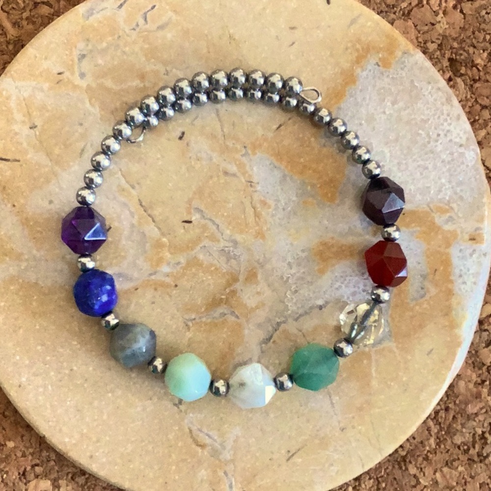 Chakra Healing bracelet genuine star cut gemstones